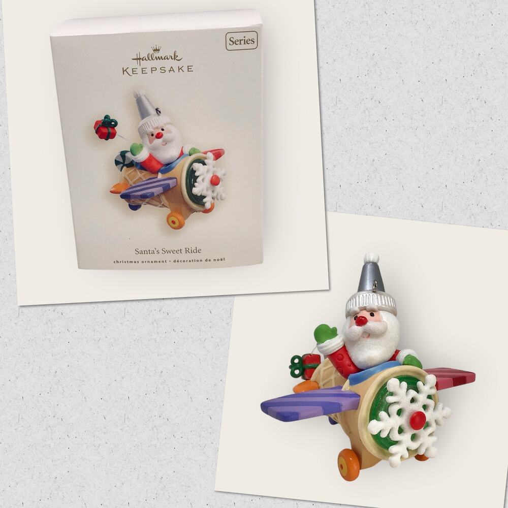 Hallmark Santa’s Sweet Ride Christmas Ornament Snowflake Airplane 2008